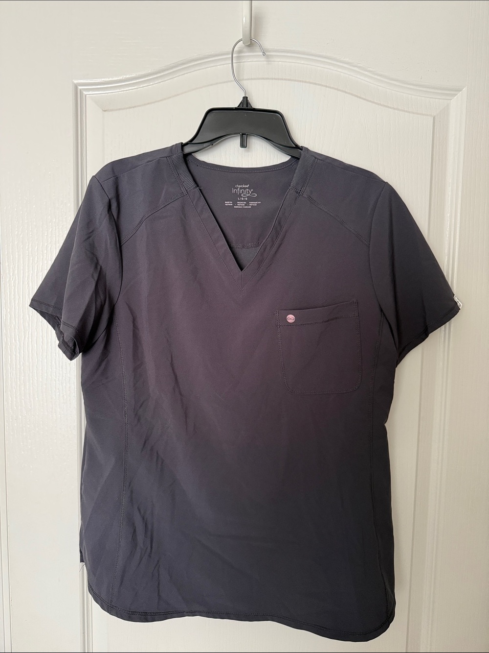 Cherokee Short Sleeve V-Neck Scrub Top - Charcoal